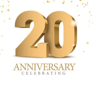 anniversary 20. gold 3d numbers.